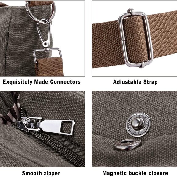 Eco-Friendly Grey Canvas Tote for Women - Lightweight Crossbody and Work Bag - Picture 5 of 8